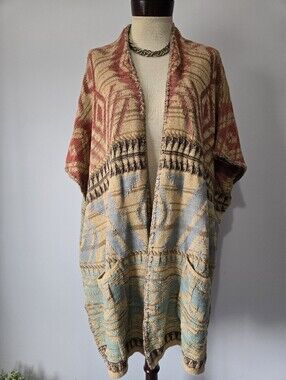 POLO Ralph Lauren Southwestern Multicolor Open Front Linen/cotton Sweater. XS